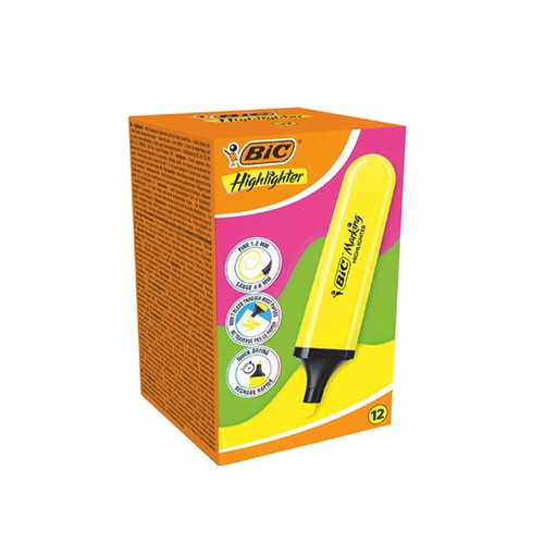 Pochette De 12 Surligneurs Bic Highlighter Jaune