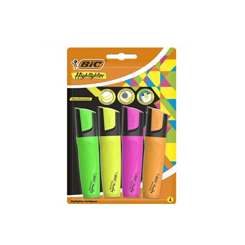 Pochette BIC De 4 Surligneurs Highlighter Flat