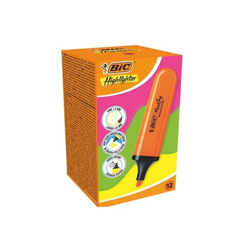 Pochette De 12 Surligneurs Bic Highlighter Orange