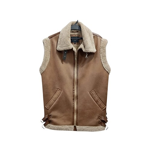 Veste sans manches en simili cuir caramel