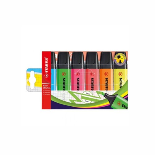 Pochette de 6 Surligneurs STABILO BOSS 1215701 - Assortis