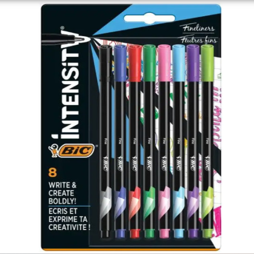 Blister 8 Stylos Feutres Bic Intensity 0.4mm à Point Fine