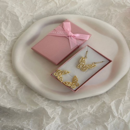 Parure Collier + Boucles d’Oreilles Papillon