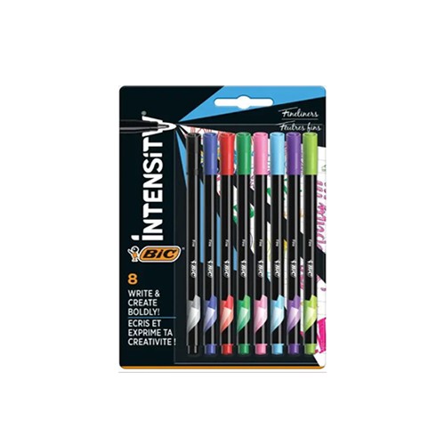 Blister 8 Stylos Feutres Bic Intensity 0.4mm à Point Fine