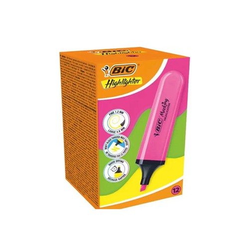 Pochette De 12 Surligneurs Bic Highlighter Rose