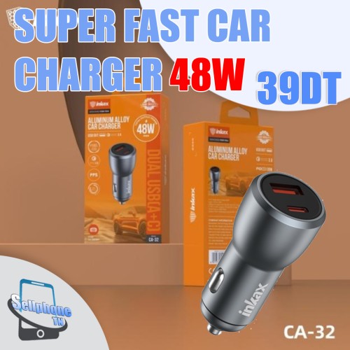 INKAX Chargeur de Voiture Type C et USB Métal 48W Ultra Rapide