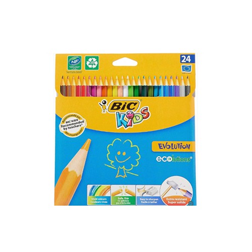 Pack De 24 Crayons De Couleurs Bic Evolution Stripes